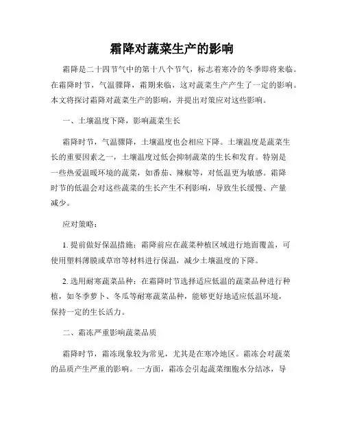 霜降对蔬菜生产的影响