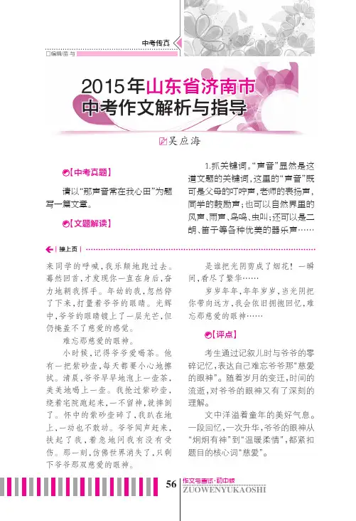 2015年山东省济南市中考作文解析与指导
