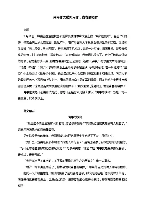 2024届高考作文模拟写作：青春的模样