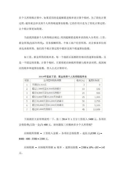 速算扣除数的理解