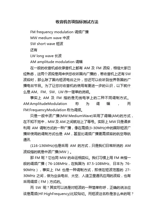 收音机各项指标测试方法