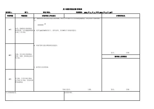员工绩效考核反馈面谈表