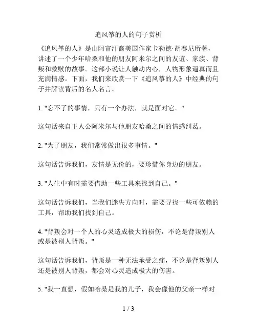追风筝的人的句子赏析