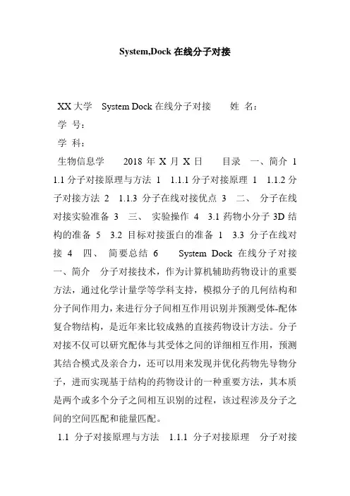 System,Dock在线分子对接