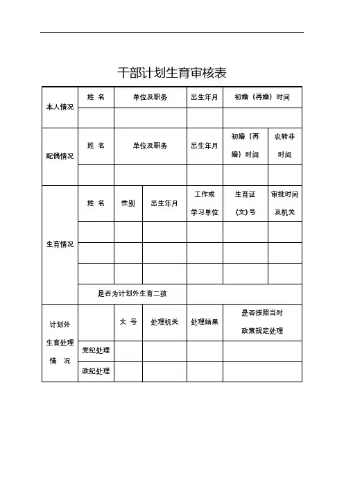 干部计划生育审核表【模板】