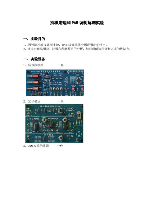 抽样定理和PAM调制解调实验