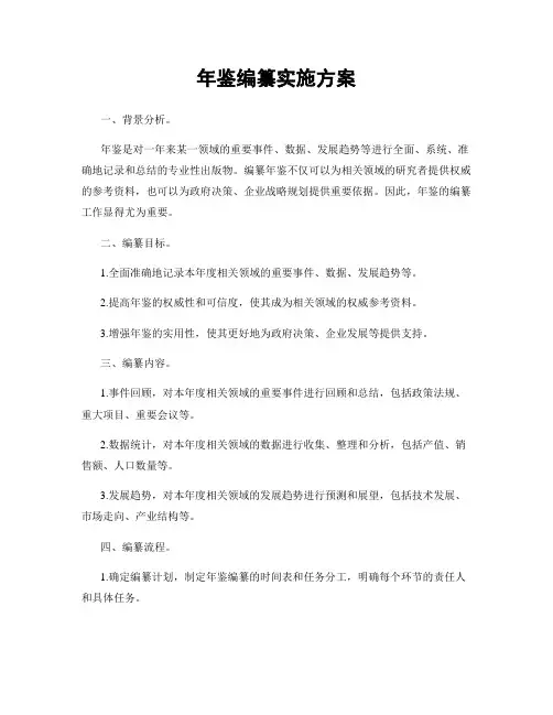 年鉴编纂实施方案