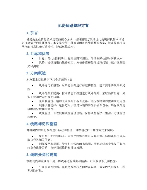 机房线路整理方案