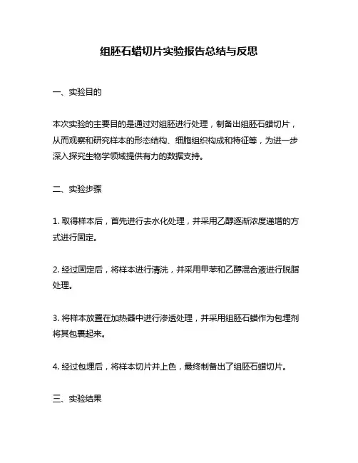 组胚石蜡切片实验报告总结与反思