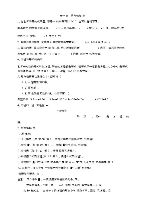 完整word版本简易方程学习知识点.docx