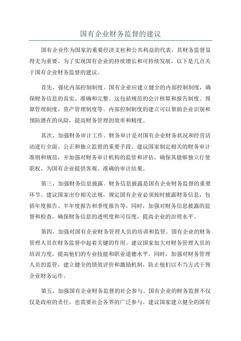 国有企业财务监督的建议