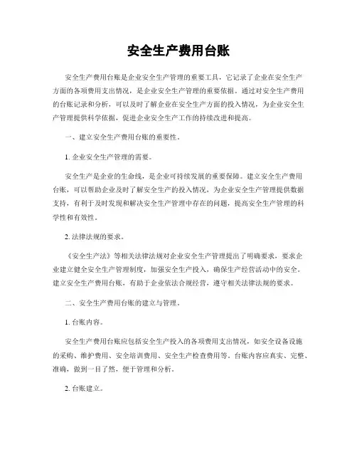安全生产费用台账