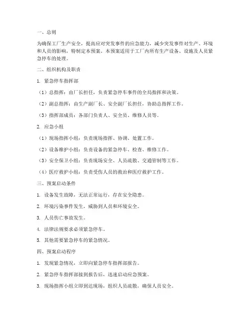 工厂紧急停车处理预案流程