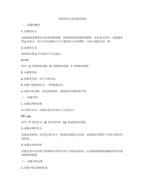 动量知识点总结课堂笔记