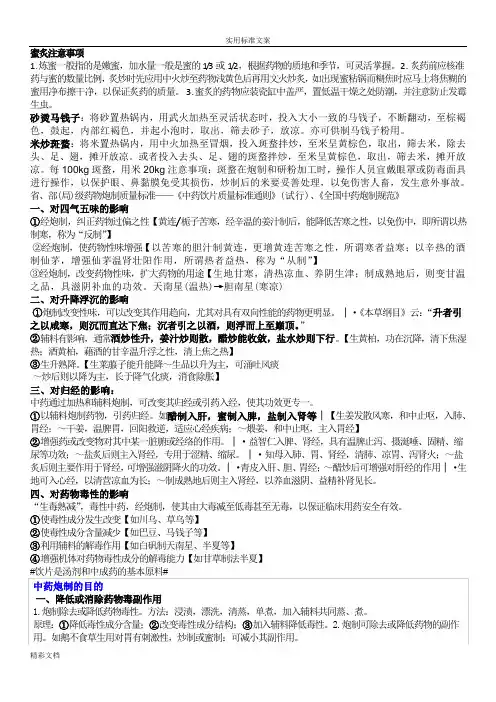 中药炮制重点