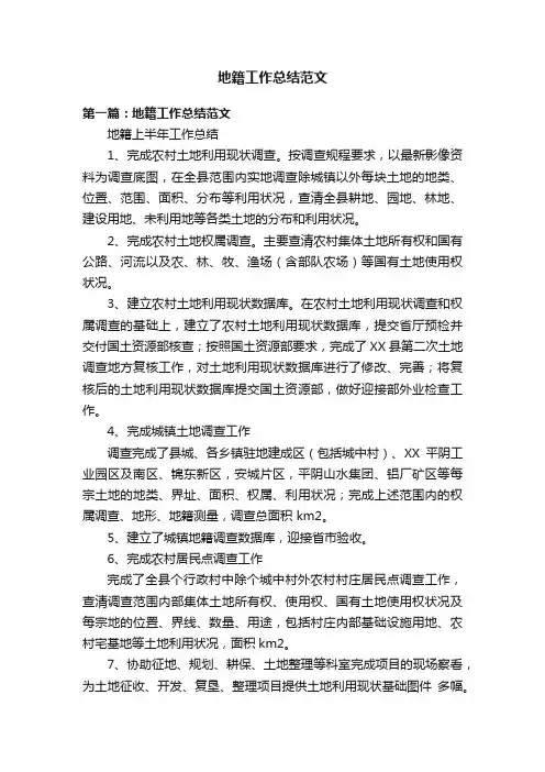 地籍工作总结范文