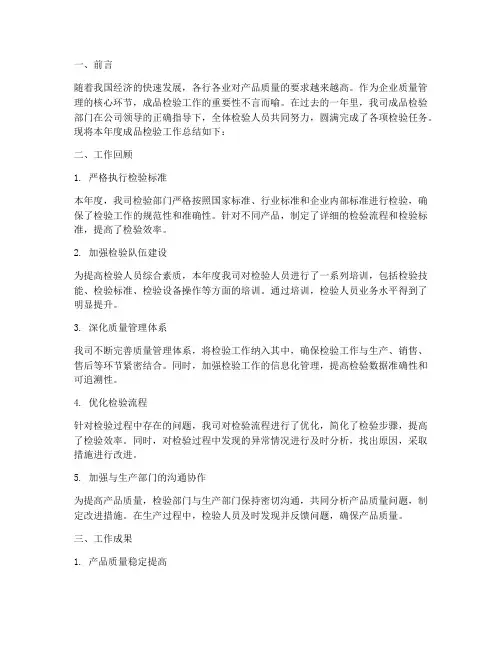 《成品检验总结》范文