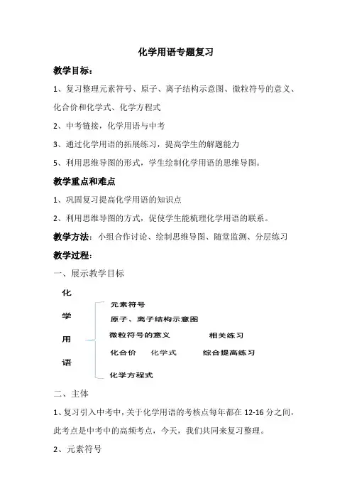 化学人教版九年级上册化学用语专题复习