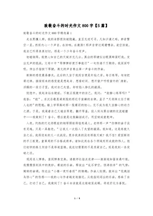 致敬奋斗的时光作文800字【5篇】