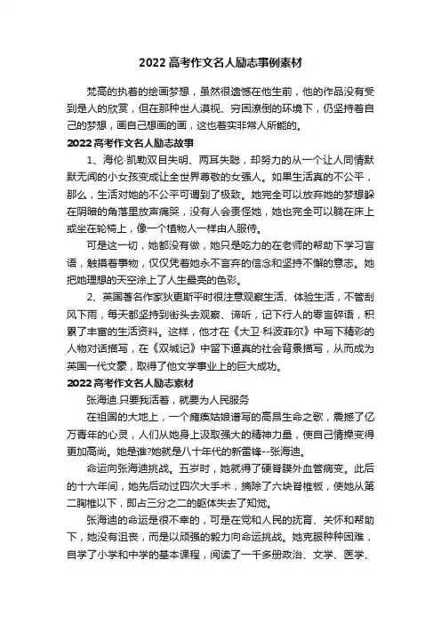 2022高考作文名人励志事例素材