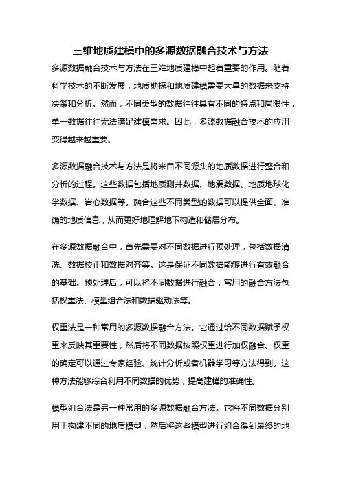 三维地质建模中的多源数据融合技术与方法