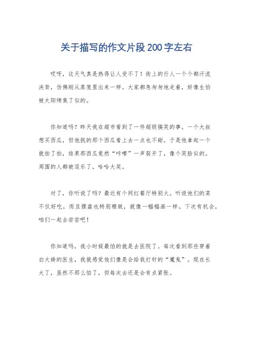 关于描写的作文片段200字左右