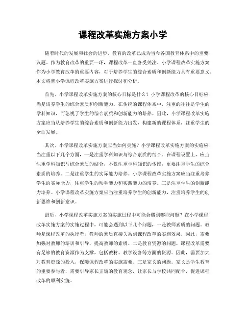 课程改革实施方案小学