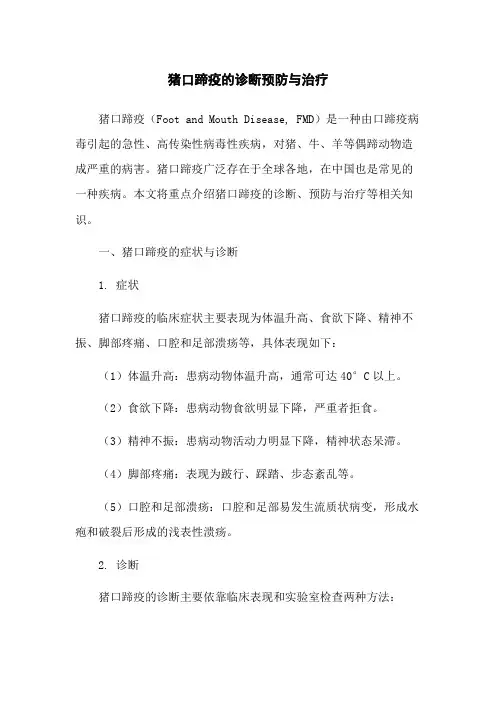 猪口蹄疫的诊断预防与治疗