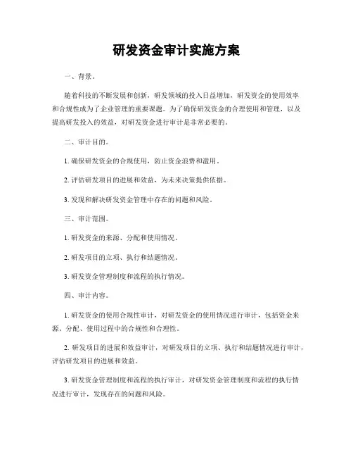研发资金审计实施方案