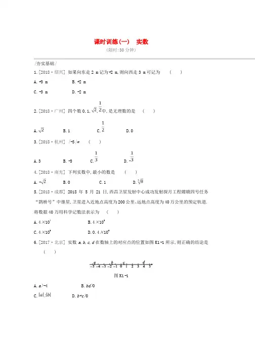 2019年中考数学专题复习第一单元数与式课时训练一实数练习word版本