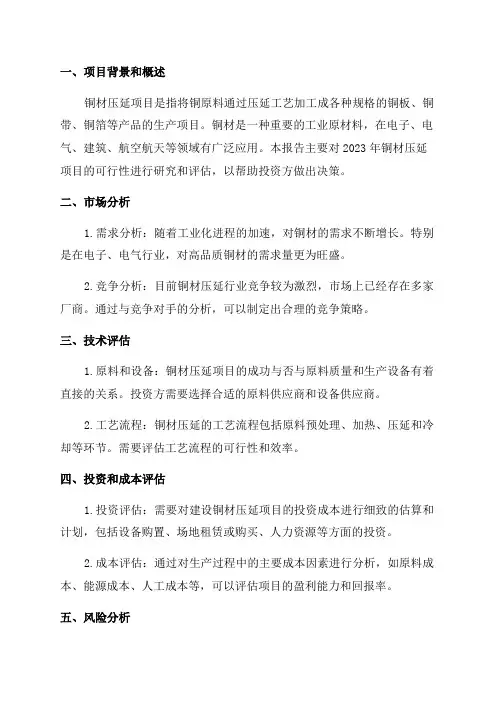 2024年铜材压延项目可行性研究报告