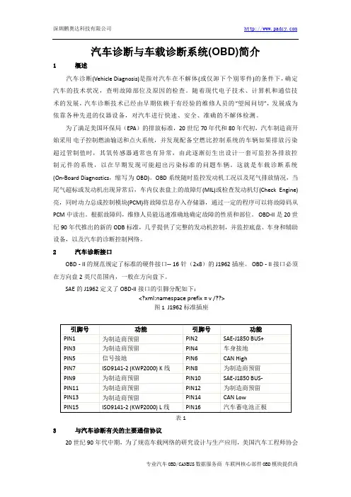 汽车诊断与车载诊断系统(OBD)简介