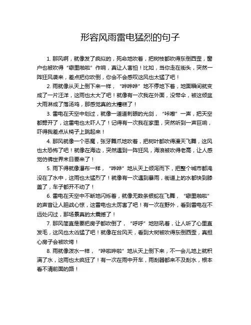 形容风雨雷电猛烈的句子