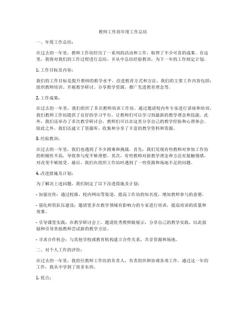 教师工作坊年度工作总结
