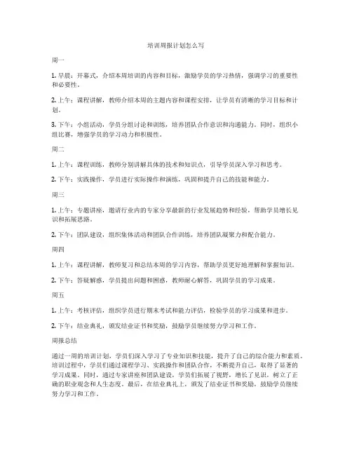 培训周报计划怎么写