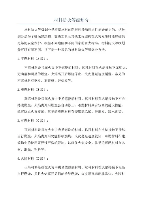 材料防火等级划分