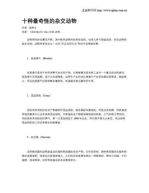 十种最奇怪的杂交动物
