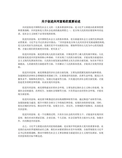 关于促进共同富裕的重要论述