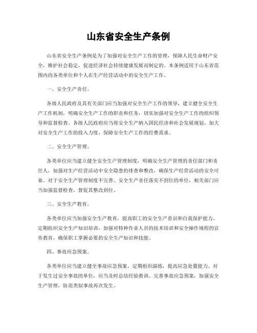 山东省安全生产条例