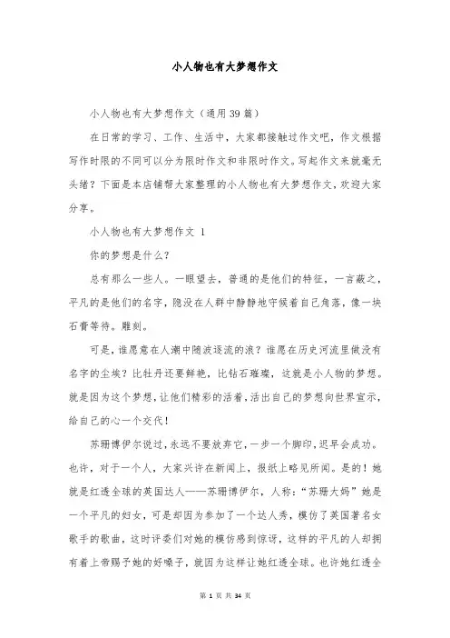 小人物也有大梦想作文