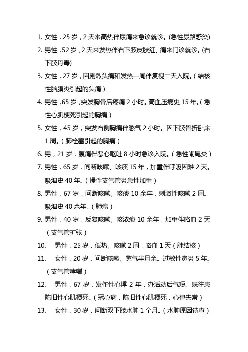 执业医师技能考试之病史采集