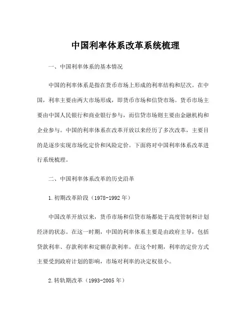 中国利率体系改革系统梳理