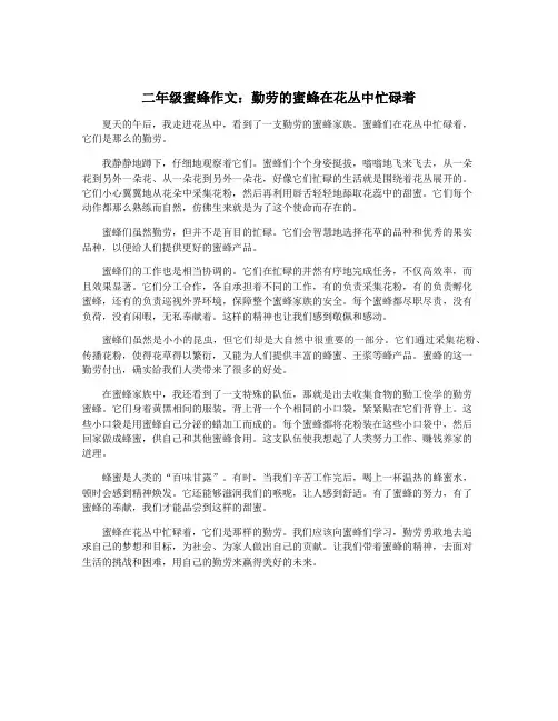 二年级蜜蜂作文：勤劳的蜜蜂在花丛中忙碌着