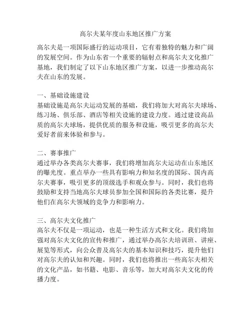 高尔夫某年度山东地区推广方案