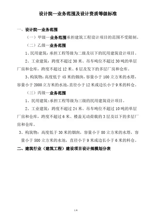 5.设计院—业务范围及设计资质等级标准