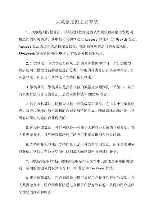 大数据挖掘主要算法