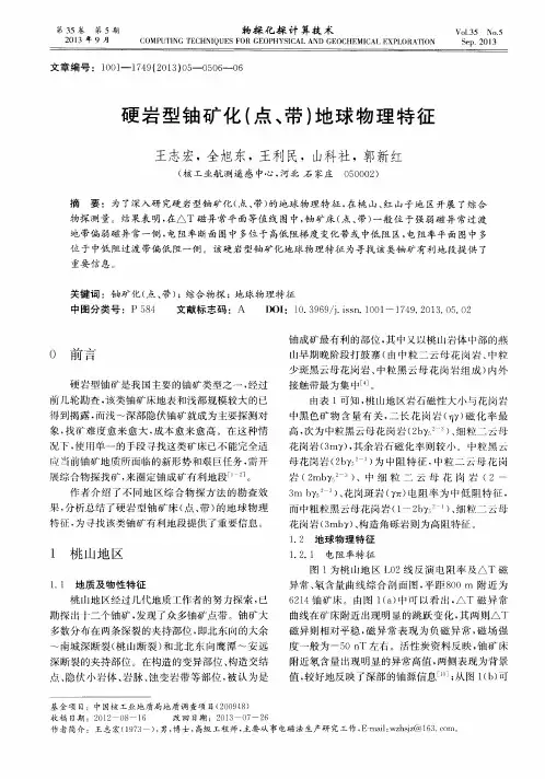 硬岩型铀矿化(点、带)地球物理特征