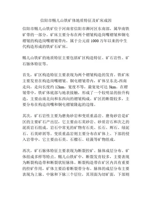 信阳市赐儿山铁矿体地质特征及矿床成因