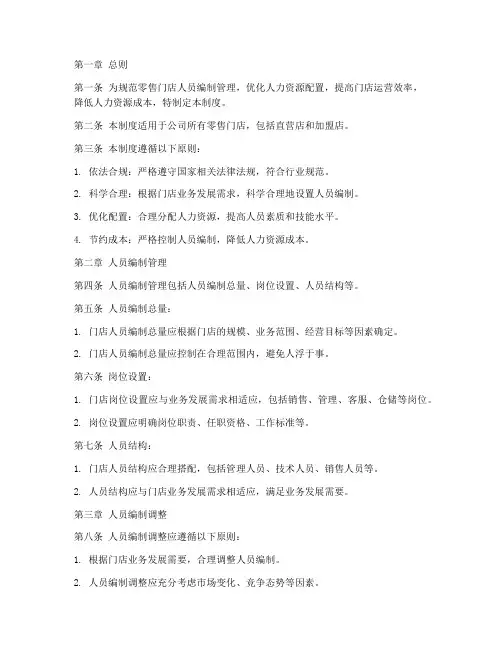 零售门店人员编制管理制度