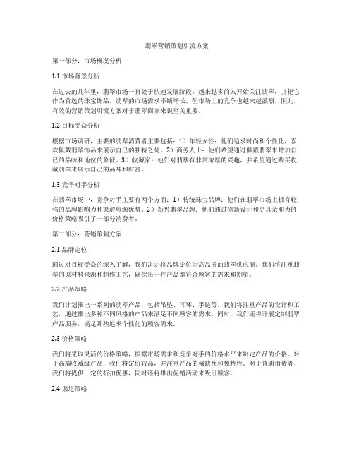 翡翠营销策划引流方案